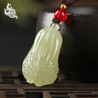 美脂润天然和田玉遇百财吊坠男女款天然玉石白菜挂件玉坠玉佩情侣款项