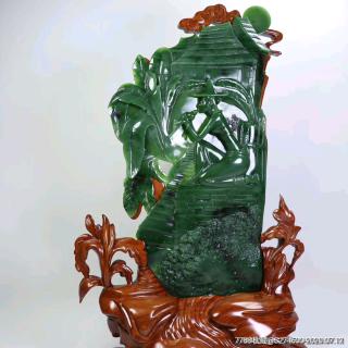 万件次品不如一件精品,顶级和田碧玉月光下的凤尾竹摆件,手慢无